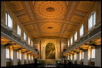 Chapel interior with richly decorated ceiling, Greenwich University. Greenwich, London, England, United Kingdom (color)