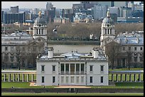 Queen's House, Greenwich Old Royal Naval College, and Thames River. Greenwich, London, England, United Kingdom