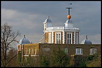 Red Time Ball on top of Flamsteed House, one of the world's first visual time signals. Greenwich, London, England, United Kingdom ( color)