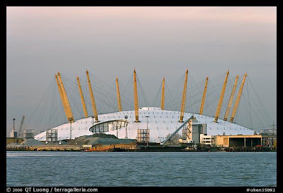Millenium Dome at sunset. Greenwich, London, England, United Kingdom (color)