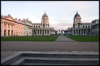 Grand Square, Old Royal Naval College, sunset. Greenwich, London, England, United Kingdom (color)