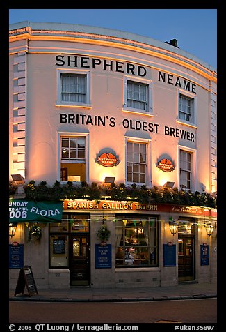 Spanish Galleon Tavern and  Shepherd Neame brewer, Britain's oldest. Greenwich, London, England, United Kingdom (color)