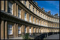 Georgian facades of townhouses on the Royal Circus. Bath, Somerset, England, United Kingdom (color)