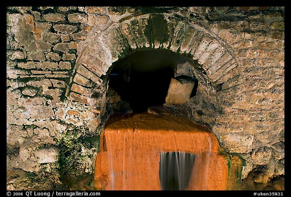 Roman-built brick channel overflow from the sacred spring. Bath, Somerset, England, United Kingdom