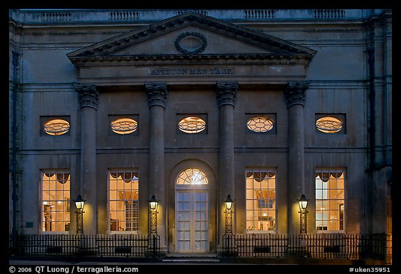 Pump Room at dusk. Bath, Somerset, England, United Kingdom