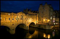 Pulteney Bridge, designed by Robert Adam, at night. Bath, Somerset, England, United Kingdom (color)