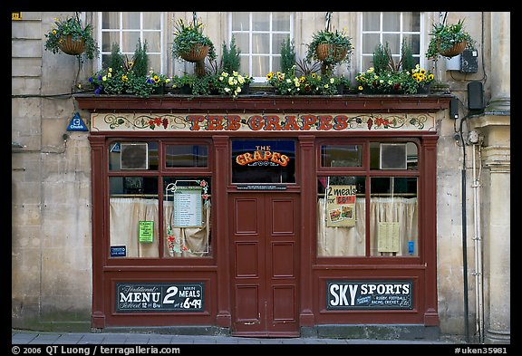 Facade of small restaurant. Bath, Somerset, England, United Kingdom