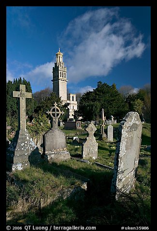 Victorian cemetery and Beckford tower. Bath, Somerset, England, United Kingdom (color)