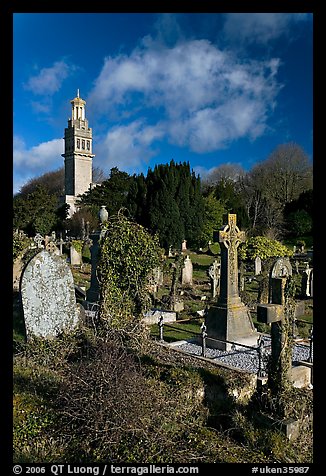 Old tombs in cemetery next to Beckford tower. Bath, Somerset, England, United Kingdom (color)