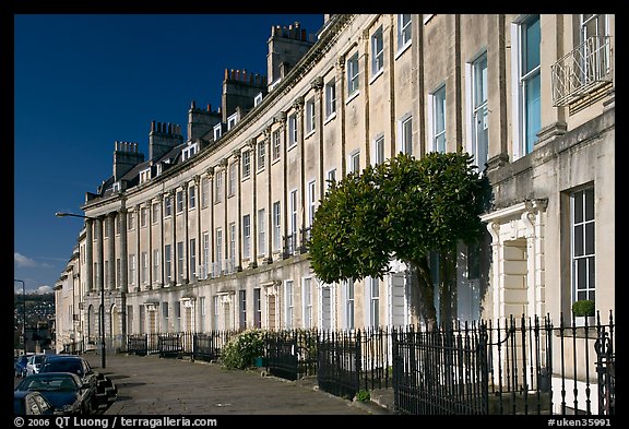 Georgian terraces of Lansdown Crescent. Bath, Somerset, England, United Kingdom (color)