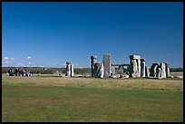 Large group of tourists looking at the megaliths, Stonehenge, Salisbury. England, United Kingdom ( color)