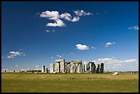 Standing stone circle, ditch and Salisbury Plain, Stonehenge, Salisbury. England, United Kingdom