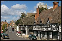 Village main street lined with half-timbered houses. Wiltshire, England, United Kingdom (color)