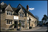 Street lined with stone houses, Lacock. Wiltshire, England, United Kingdom ( color)