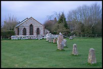 Small standing stones and chapel, Avebury, Wiltshire. England, United Kingdom