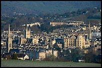 Churches, Abbey, Royal Crescent, early morning. Bath, Somerset, England, United Kingdom