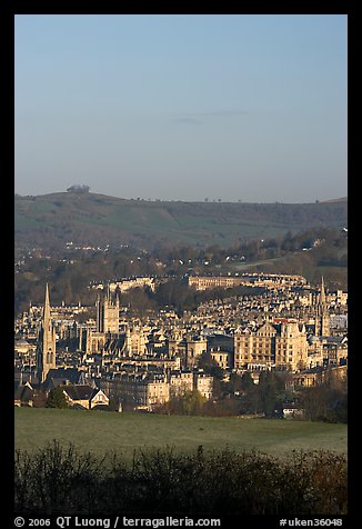 Meadow and city center. Bath, Somerset, England, United Kingdom