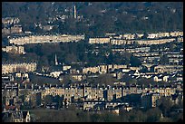 Distant view of rows of typical Georgian terraces. Bath, Somerset, England, United Kingdom ( color)