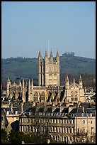 Bath Abbey dominating 18th century houses. Bath, Somerset, England, United Kingdom (color)