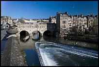 Weir on the Avon River and Pulteney Bridge. Bath, Somerset, England, United Kingdom ( color)