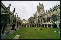 Great Cloister and Canterbury Cathedral nave and crossing spire. Canterbury,  Kent, England, United Kingdom