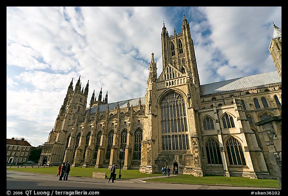 Wide view of Canterbury Cathedral from the South. Canterbury,  Kent, England, United Kingdom (color)