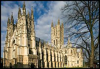 Canterbury Cathedral: portal, nave and crossing spire. Canterbury,  Kent, England, United Kingdom (color)