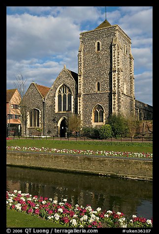 Moat surrounding the medieval town and church. Canterbury,  Kent, England, United Kingdom (color)