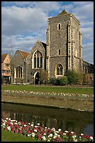 Moat surrounding the medieval town and church. Canterbury,  Kent, England, United Kingdom