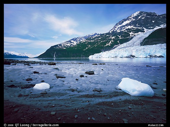 Barry arm and Glacier from Black Sand Beach. Alaska, USA (color)