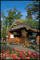 Log cabin visitor center. Anchorage, Alaska, USA (color)