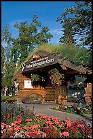 Log cabin visitor center. Anchorage, Alaska, USA