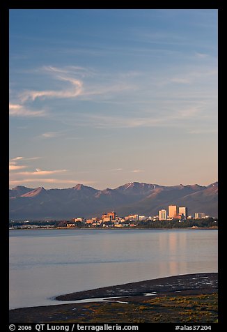 Anchorage skyline at sunset. Anchorage, Alaska, USA (color)