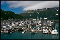 Whittier Harbour and mountains. Whittier, Alaska, USA