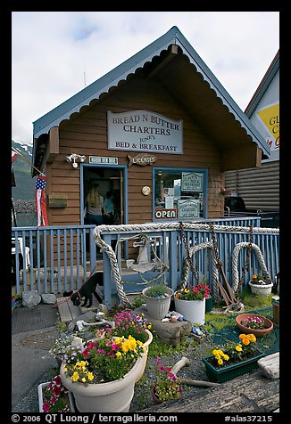 Cabin on the waterfront. Whittier, Alaska, USA (color)