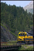 Locomotive and forest. Whittier, Alaska, USA (color)