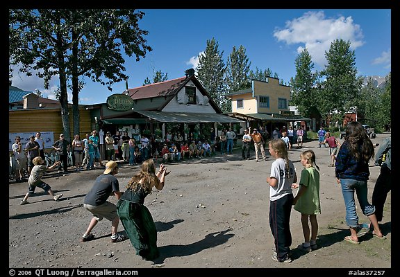 4th of July egg throwing contest. McCarthy, Alaska, USA (color)