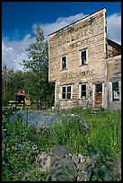 Weathered facade of old hardware store. McCarthy, Alaska, USA