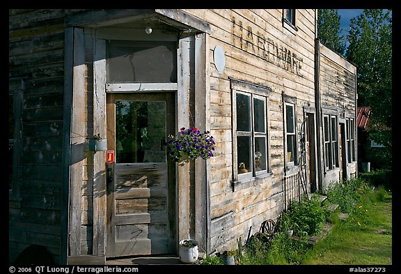 Weathered old hardware store. McCarthy, Alaska, USA (color)