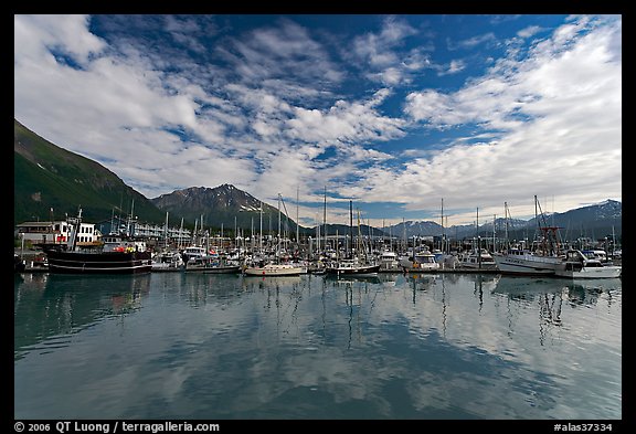 Harbor and reflections. Seward, Alaska, USA (color)