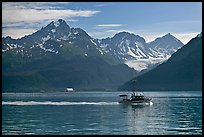 Fishing boat, mountains and glaciers. Seward, Alaska, USA ( color)