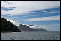 Mountains with low clouds outside Resurrection Bay. Seward, Alaska, USA (color)