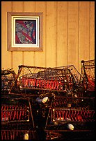 Fishing baskets and wall. Kotzebue, North Western Alaska, USA