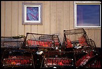 Fishing baskets and wall. Kotzebue, North Western Alaska, USA (color)