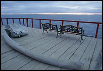 Whale bone and Kotzebue sound, looking towards the Bering sea. Kotzebue, North Western Alaska, USA (color)