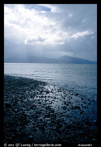 Katchemak Bay from the Spit, Kenai Mountains in the backgound. Homer, Alaska, USA