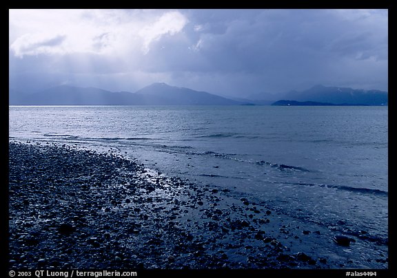 Katchemak Bay from the Spit, Kenai Mountains in the backgound. Homer, Alaska, USA (color)