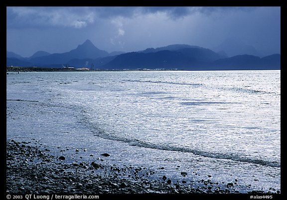 Katchemak Bay from the Spit, Kenai Mountains in the backgound. Homer, Alaska, USA (color)