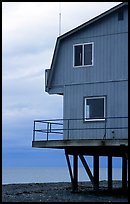 House on stilts on the Spit. Homer, Alaska, USA