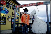 Halibut fishing sculpture on the Spit. Homer, Alaska, USA ( color)